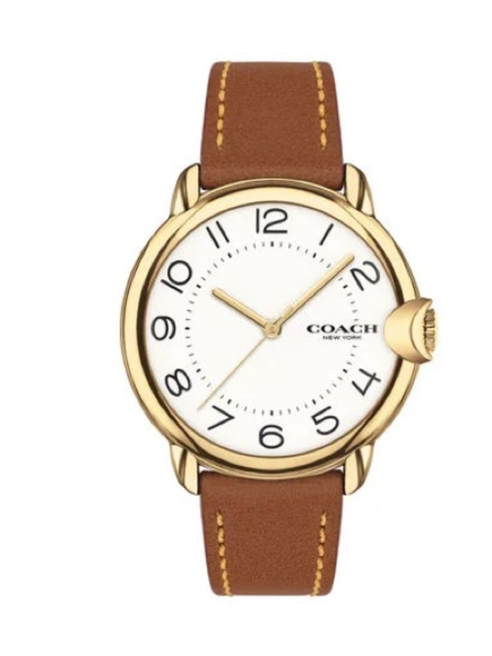 Coach Gold-Tone Case Brown Leather Strap Women's Watch